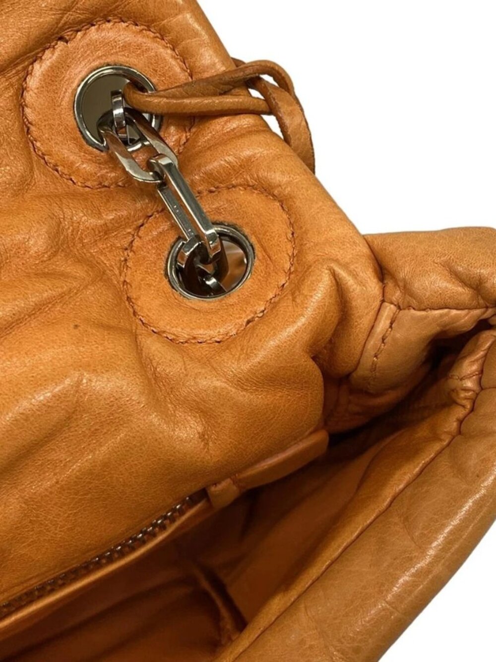 PRADA Nappa Bomber BR5024 Orange Leather Shoulder Bag - Picture 12 of 15